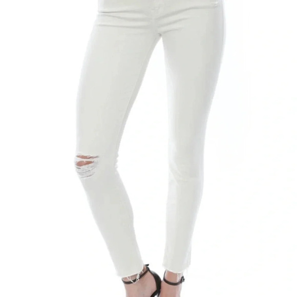 Mother The Looker Ankle Fray  Little Miss Innocent White Jeans size 25 - Picture 2 of 11